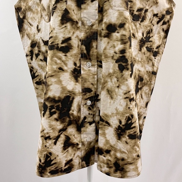 New SAMSOE SAMSOE Oversized Sleeveless Button Down Shirt Camo Clay Size XXS - Picture 8 of 16